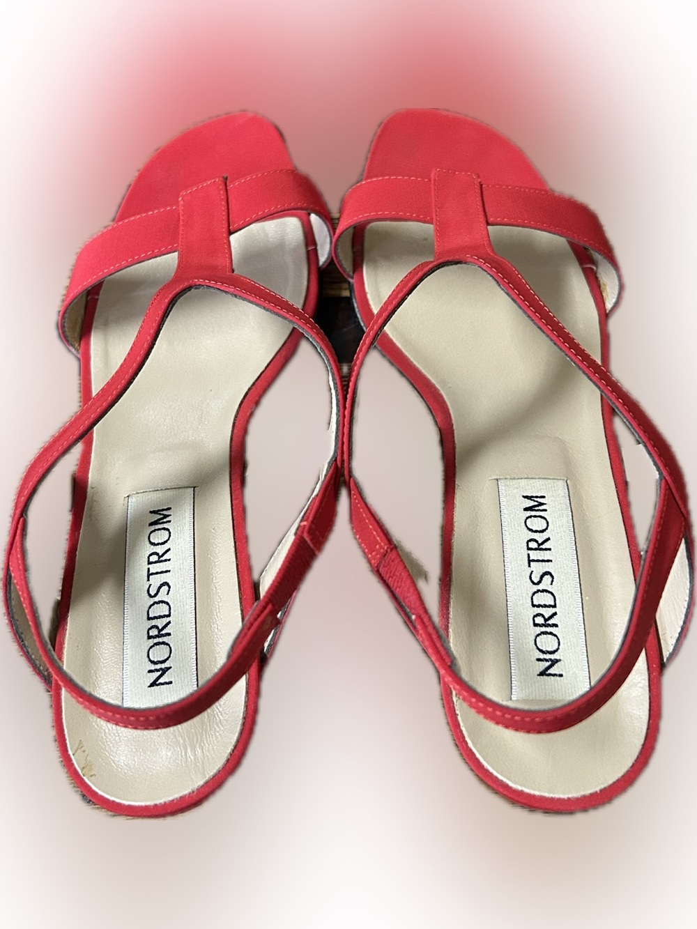 Nordstrom Red T-Strap Slingback Sandals Size 7W - Picture 3 of 5